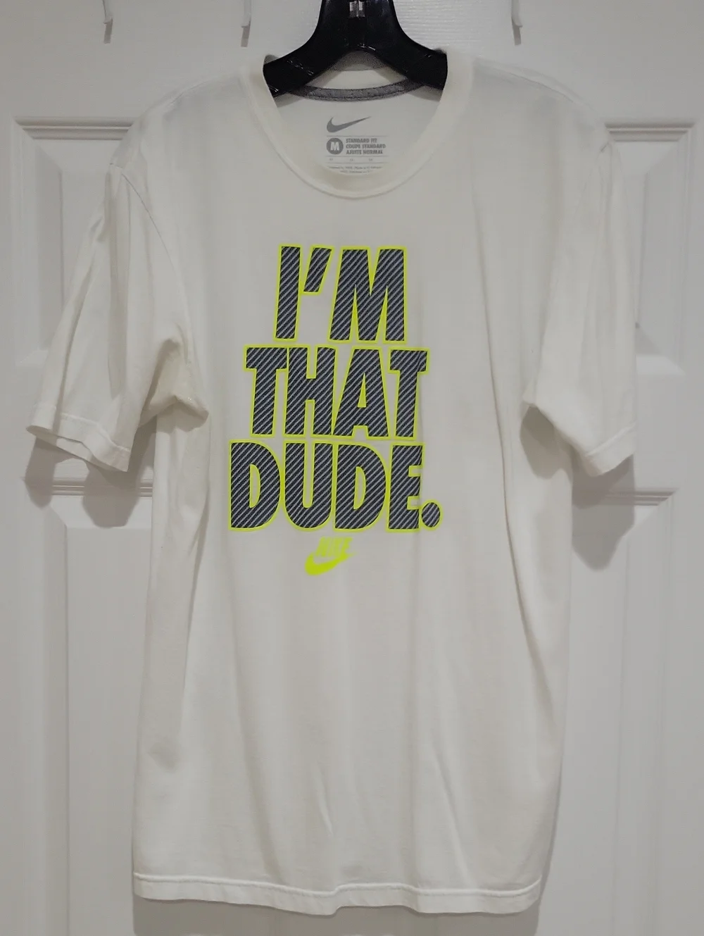 Nike White Short-Sleeve 'I'M THAT DUDE.' Graphic Tee with Neon Accent